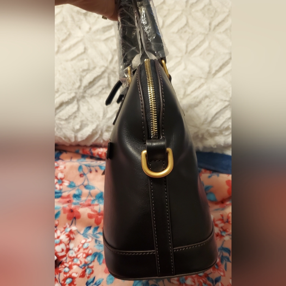 New Dooney Bourke Florentine Leather Domed Satchel Black - Picture 12 of 15